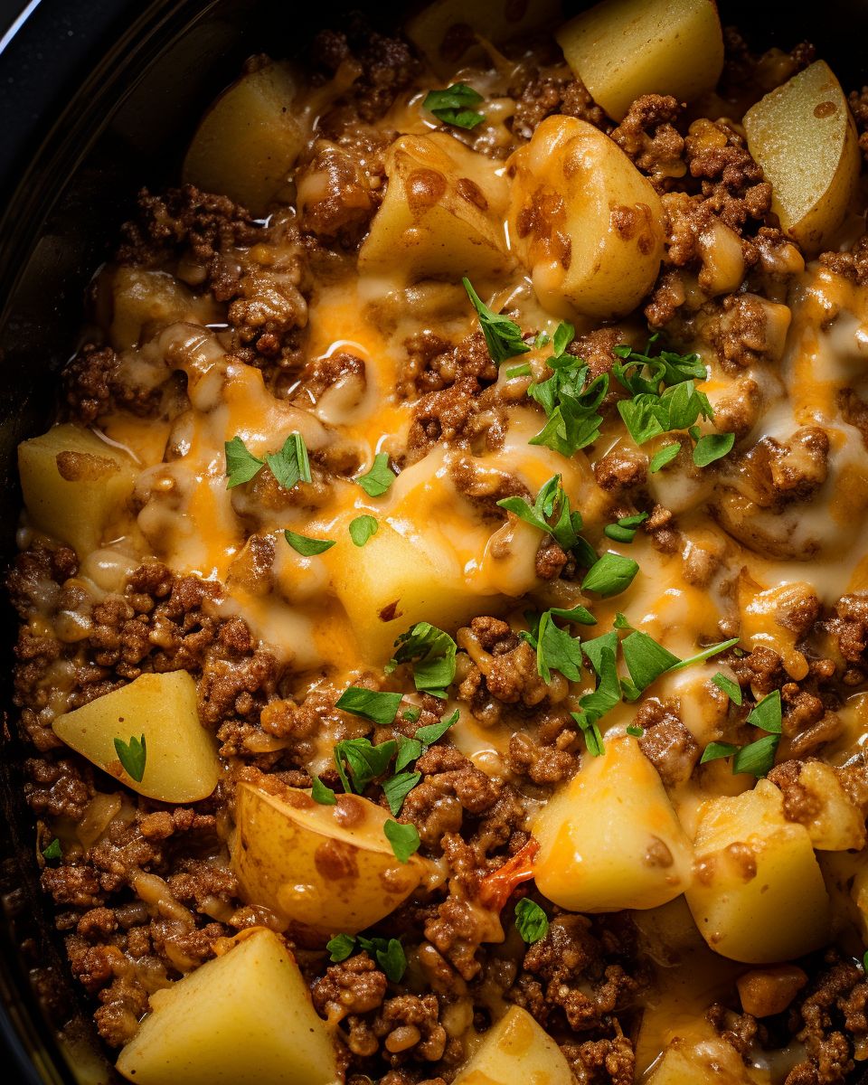 This slow cooker hamburger potato casserole is the perfect comfort meal ...