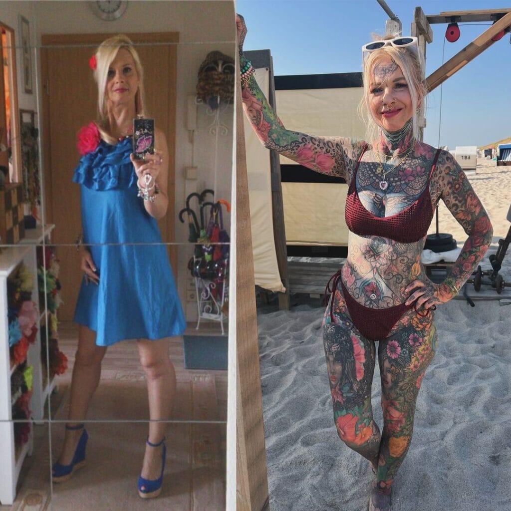 Grandma With Body Covered In Tattoos Reveals Before Photos